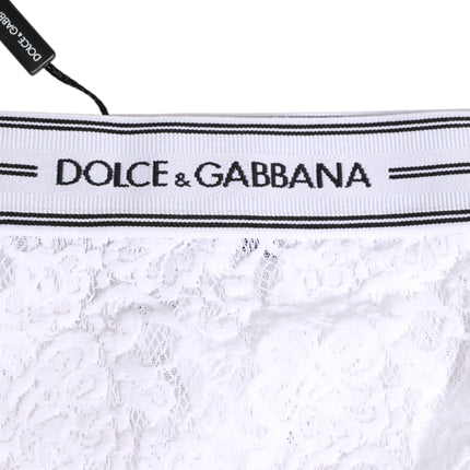 Dolce & Gabbana White Lace Slip Brief Logo Waistband Underwear