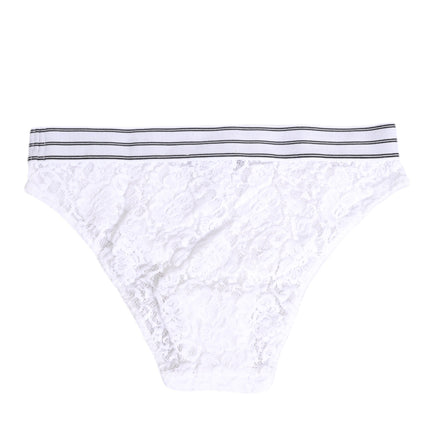 Dolce & Gabbana White Lace Slip Brief Logo Waistband Underwear