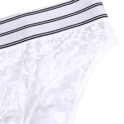 Dolce & Gabbana White Lace Slip Brief Logo Waistband Underwear