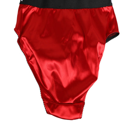 Dolce & Gabbana Red Satin High-Waist Briefs Logo Women Underwear