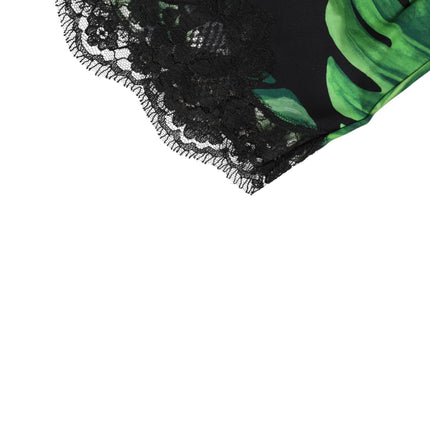 Dolce & Gabbana Black Green Tropical Print Lace Underwear