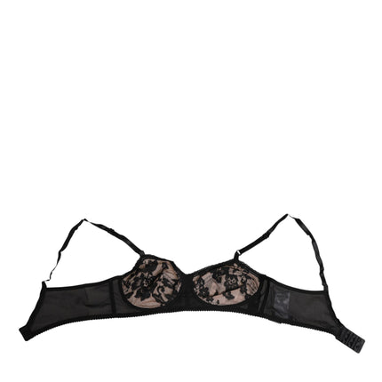 Dolce & Gabbana Black Nude Floral Lace Sheer Bra Underwear