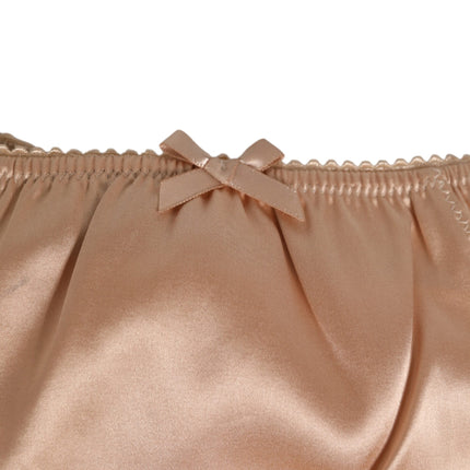 Dolce & Gabbana Nude Beige Silk Satin Bow Lace Trim Underwear