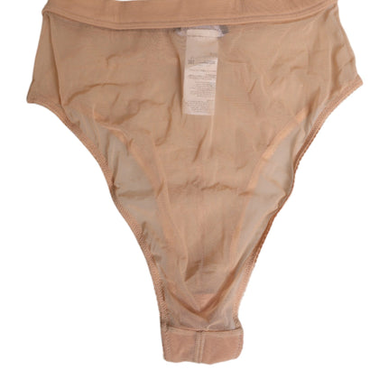 Dolce & Gabbana Beige Sheer Mesh High Waist Briefs Underwear