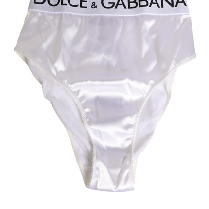 Dolce & Gabbana White Satin High-Waist Brief Logo Women Underwear