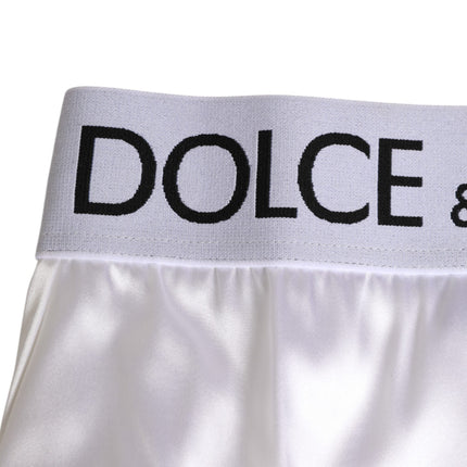 Dolce & Gabbana White Satin High-Waist Brief Logo Women Underwear