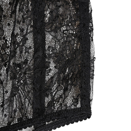 Dolce & Gabbana Black Lace Polka Dot Mesh High Waist Underwear