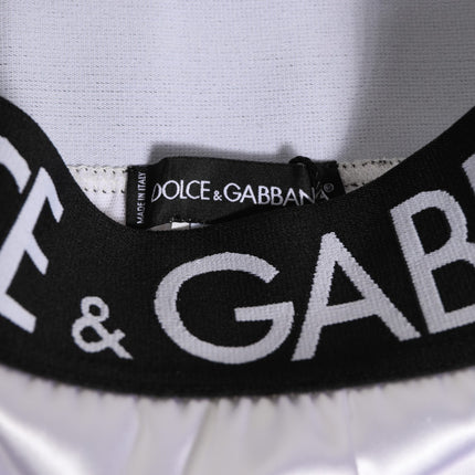 Dolce & Gabbana White Satin High-Waist Black Logo Women Underwear