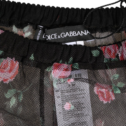 Dolce & Gabbana Black Pink Floral Lace Mesh Lingeri Underwear