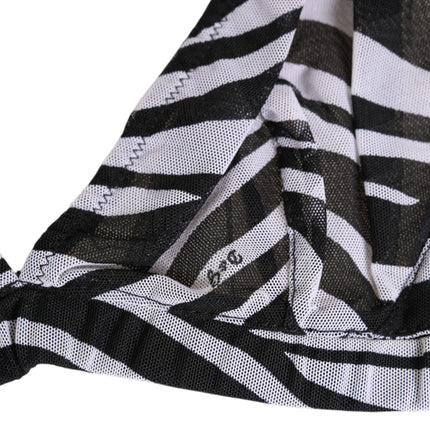Dolce & Gabbana Black White Zebra Print Sheer Mesh Bralette Underwear