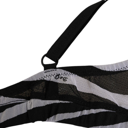 Dolce & Gabbana Black White Zebra Print Sheer Mesh Bralette Underwear