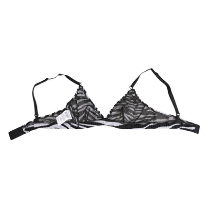 Dolce & Gabbana Black White Zebra Print Sheer Mesh Bralette Underwear