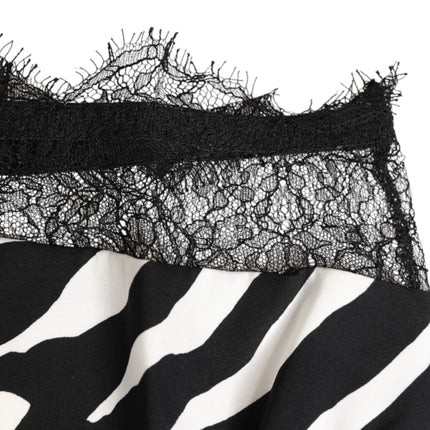 Dolce & Gabbana Black White Zebra Print Lace Trim High Underwear