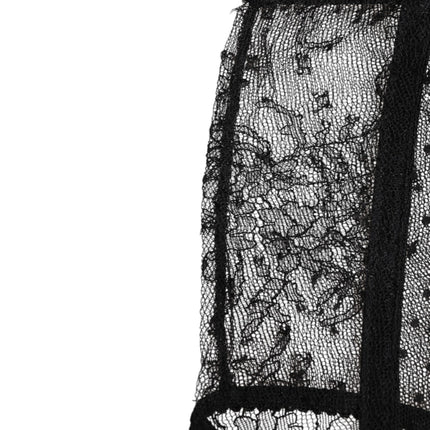 Dolce & Gabbana Black Sheer Polka Dot Lace High Waist Underwear