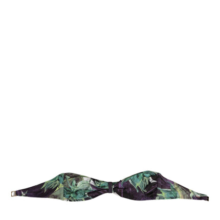 Dolce & Gabbana Purple Green Leaf Print Bandeau Swimwear Underwear