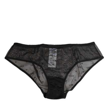 Dolce & Gabbana Black Sheer Mesh Lace Polka Dot Logo Underwear