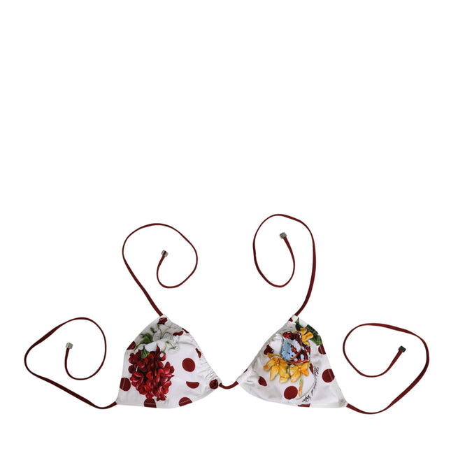 Dolce & Gabbana White Red Polka Dot Floral Print Triangle