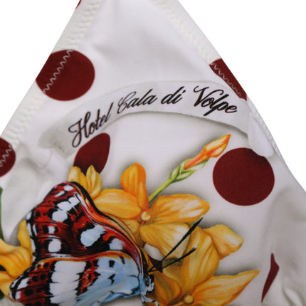Dolce & Gabbana White Red Polka Dot Floral Print Triangle