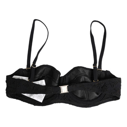 Dolce & Gabbana Black Polyester Embroidered Underwire Bra Underwear