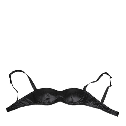 Dolce & Gabbana Black Silk Satin Wireless Lingerie Bra Underwear