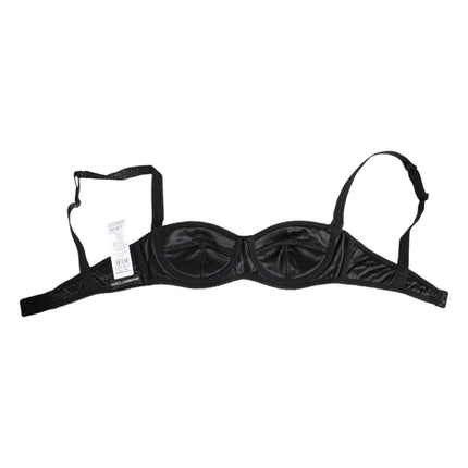 Dolce & Gabbana Black Silk Satin Wireless Lingerie Bra Underwear