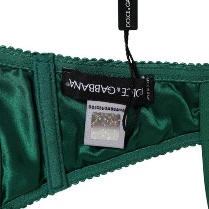 Dolce & Gabbana Green Satin Semi-Padded Underwire Musk Underwear