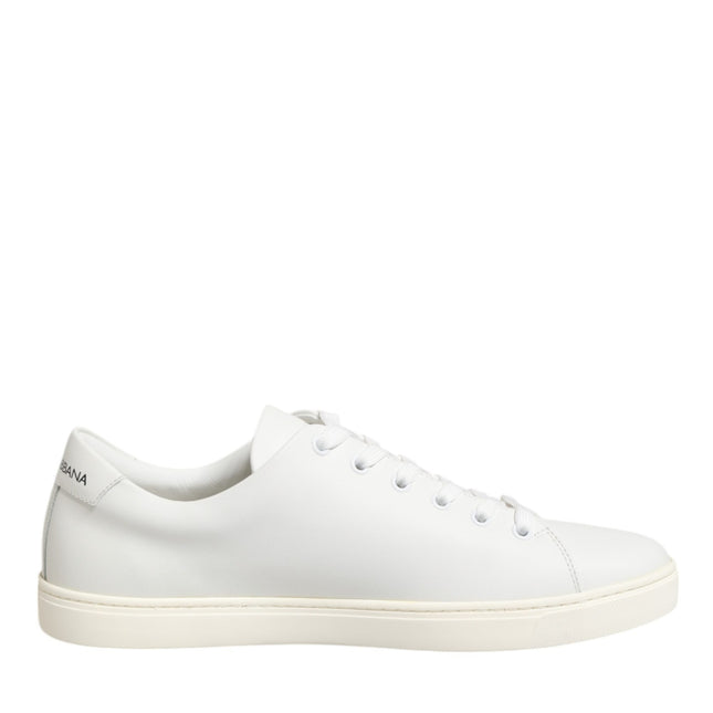 Dolce & Gabbana White Leather Sacred Heart Patch Sneakers Shoes