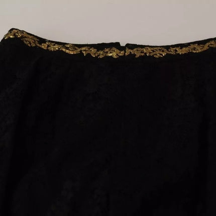 Dolce & Gabbana Black Lace Gold Baroque SPECIAL PIECE Shorts