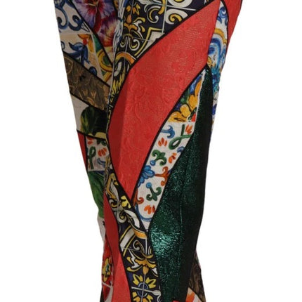 Dolce & Gabbana Multicolor Patchwork Jacquard High Waist Pants