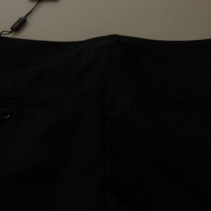 Dolce & Gabbana Black Stripes Mid Waist Trouser Pants