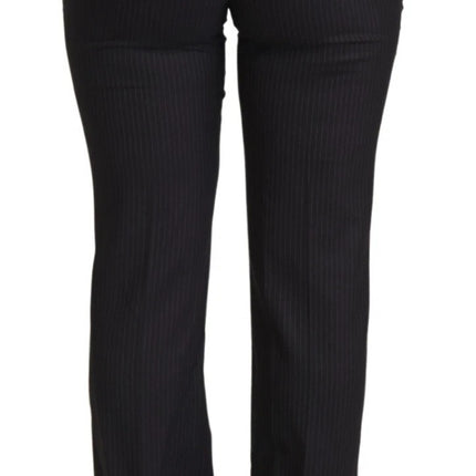 Dolce & Gabbana Black Stripes Mid Waist Trouser Pants