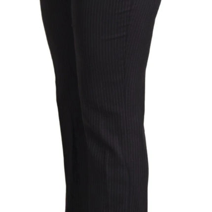 Dolce & Gabbana Black Stripes Mid Waist Trouser Pants