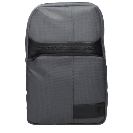 Piquadro Gray Fabric Crossbody Bag