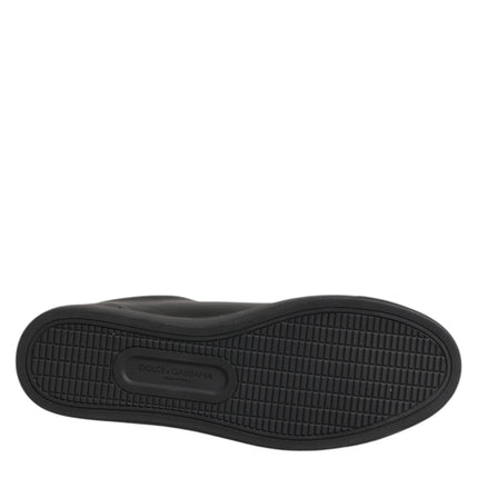 Dolce & Gabbana Black Leather Crystal Heart Low Top Sneakers  Shoes