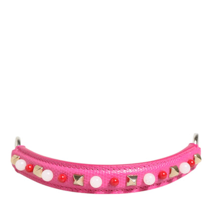 Dolce & Gabbana Pink Embellished Leather Bag Handle Women Shoulder Strap