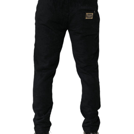 Dolce & Gabbana Black Cotton Logo Men Jogger Sweatpants Pants