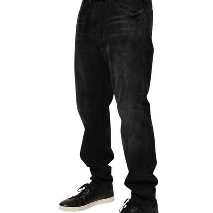 Dolce & Gabbana Black Washed Cotton Skinny Men Denim Jeans