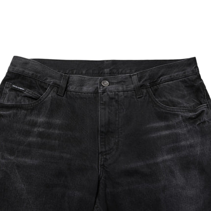 Dolce & Gabbana Black Washed Cotton Skinny Men Denim Jeans