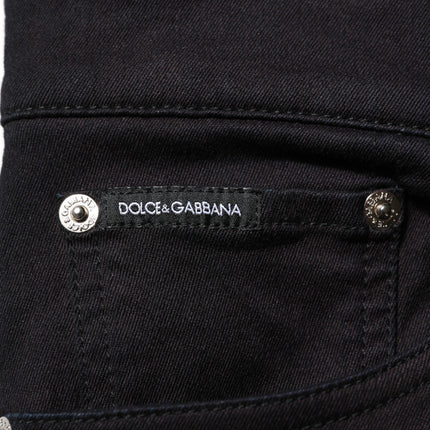 Dolce & Gabbana Black Cotton Blend Skinny Men Trouser Pants