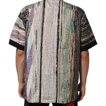 Dolce & Gabbana Multicolor Graphic Collared Casual Shirt