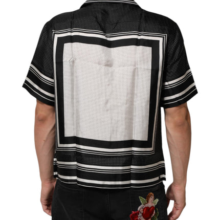 Dolce & Gabbana Black White StripeDot Print Casual Polo Shirt