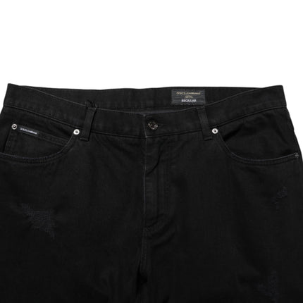 Dolce & Gabbana Black Cotton Regular Denim Men Trouser Jeans