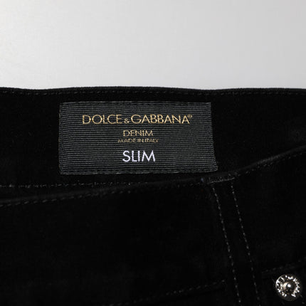 Dolce & Gabbana Black Cotton Slim Fit Denim Trouser Jeans
