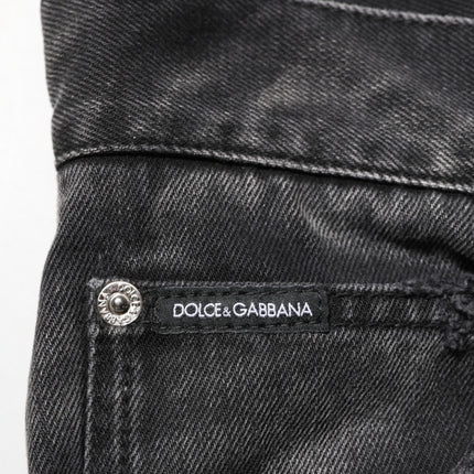 Dolce & Gabbana Black Marbled Effect Straight Men Denim Jeans