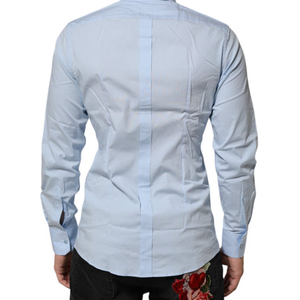 Dolce & Gabbana Light Blue Cotton GOLD Formal Men Dress Shirt