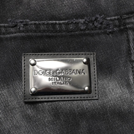 Dolce & Gabbana Black Marbled Effect Straight Men Denim Jeans