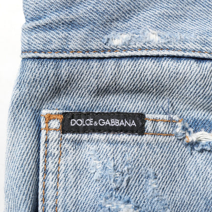 Dolce & Gabbana Blue Distressed Ripped Denim Trouser Jeans