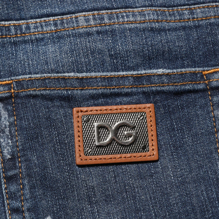 Dolce & Gabbana Dark Blue Washed Running Ripped Denim Jeans