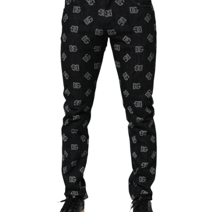 Dolce & Gabbana Black DG Monogram Cotton Skinny Denim Jeans
