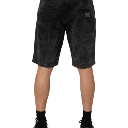 Dolce & Gabbana Black Cotton Mid Waist Denim Men Bermuda Short